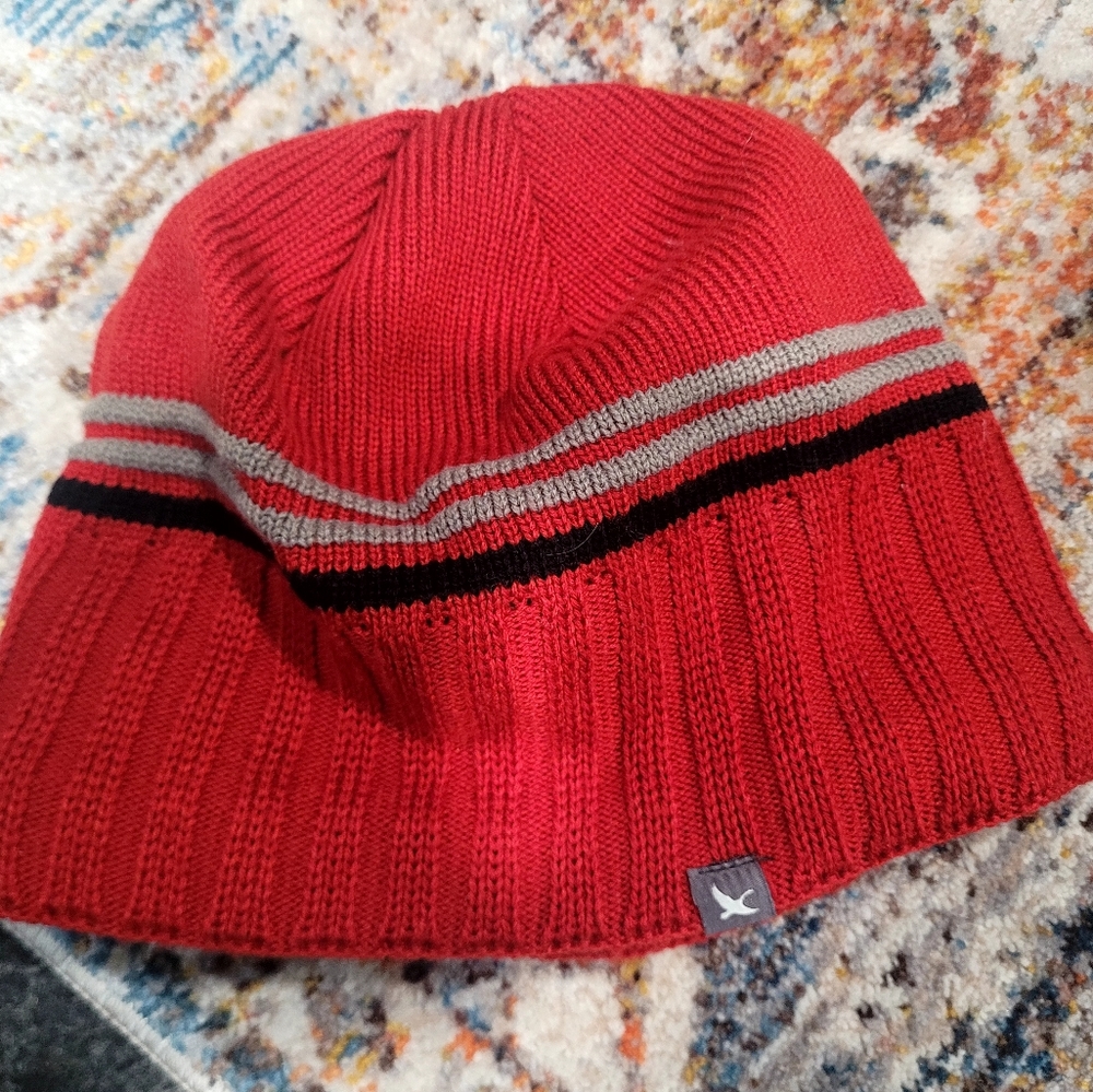 Mens Red and Gray Eddie Bauer Winter Hat